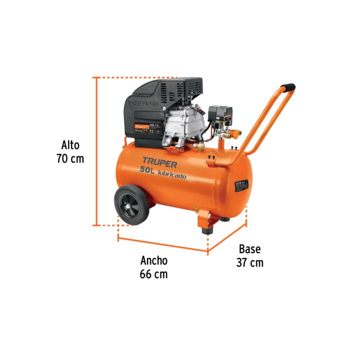 KIT DE COMPRESOR DE 50L DE 3-1/2 HP, MANGUERA DE PVC Y PISTOLA TRUPER - Imagen 2