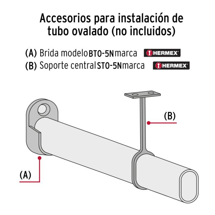 SOPORTE PARA TUBO OVALADO DE CLOSET NEGRO HERMEX - Imagen 4