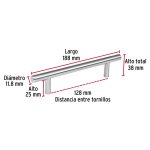 JALADOR DE ACERO 128 MM ESTILO CILINDRO SATINADO HERMEX - Imagen 2