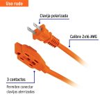 EXTENSION ELECTRICA USO RUDO 6MTS 2X16 AWG VOLTECK - Imagen 2