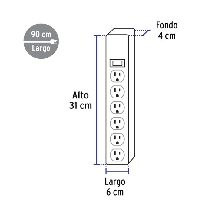 REGLETA 6 ENTRADAS 14 AWG CON SUPRESOR DE PICOS VOLTECK - Imagen 4