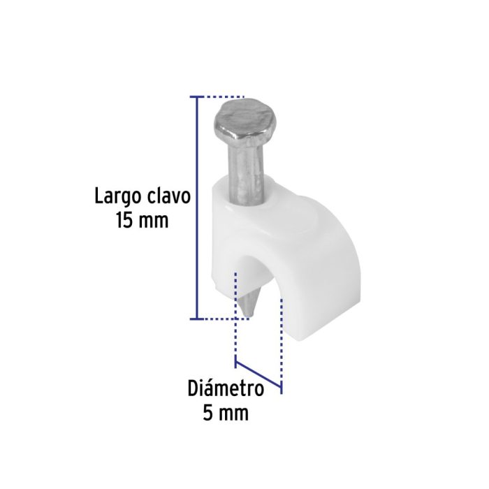BOLSA 20 GRAPAS BLANCAS DE 5 MM PARA CABLE REDONDO - Imagen 3