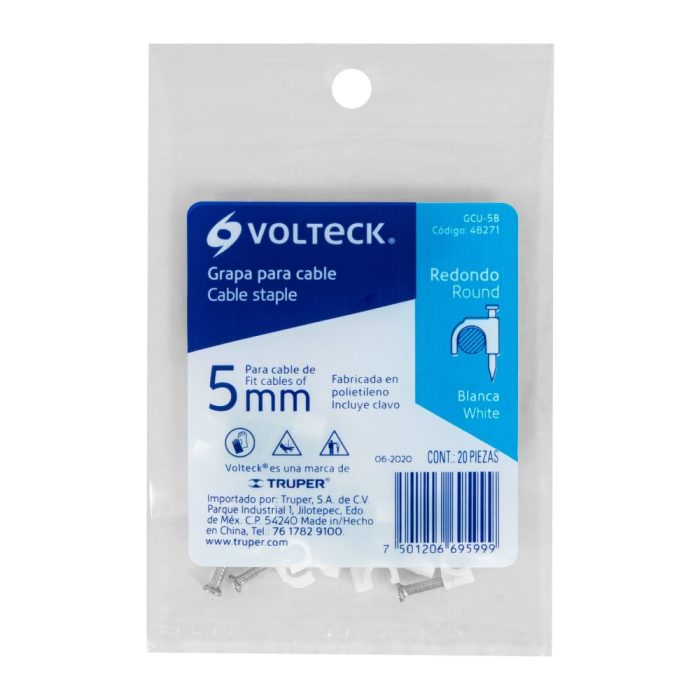 BOLSA 20 GRAPAS BLANCAS DE 5 MM PARA CABLE REDONDO - Imagen 4