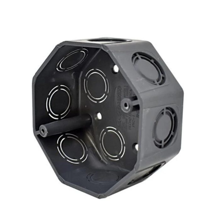 CAJA OCTOGONAL PLASTICA GRIS NACIONAL