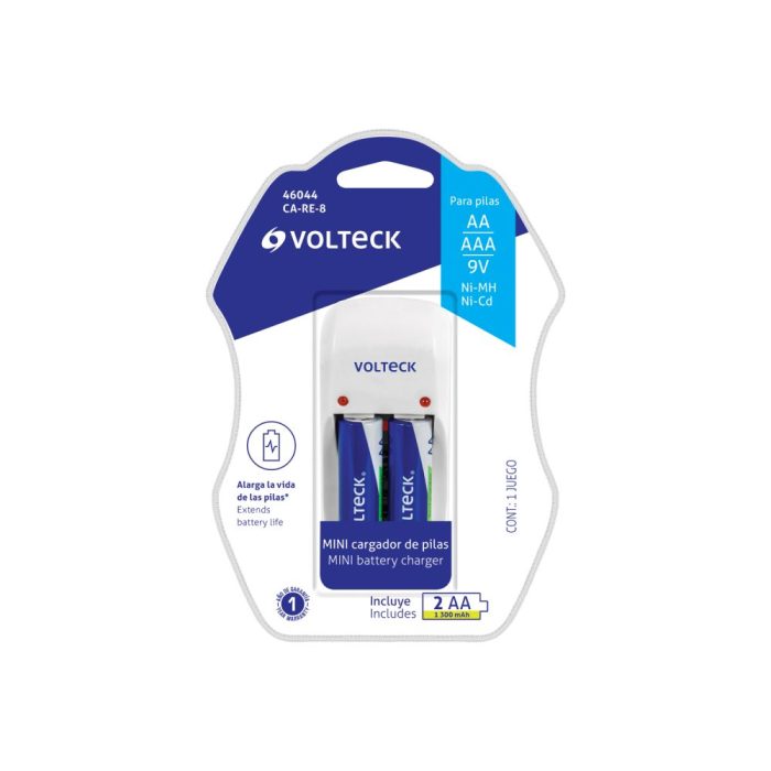 CARGADOR DE PILAS, AA, AAA, Y 9V, INCLUYE 2 PILAS AA, VOLTECK - Imagen 3