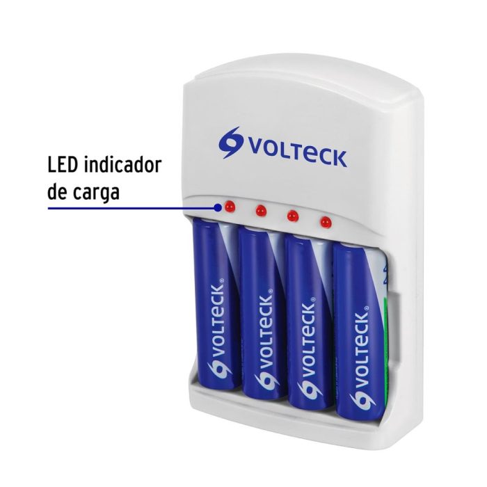 CARGADOR DE PILAS, AA, AAA, Y 9V, INCLUYE 4 PILAS AA, VOLTECK - Imagen 2