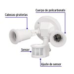 LAMPARA DOBLE C/SENSOR DE MOVIMIENTO BLANCO EXTERIOR VOLTECK - Imagen 2