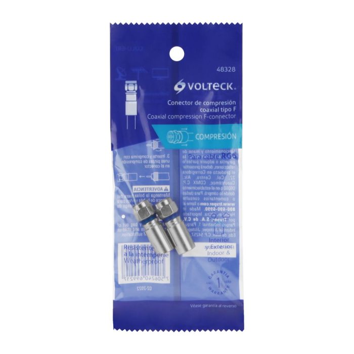 BOLSA CON 2 CONECTORES CAXIALES RG 6 DE COMPRESION VOLTECK - Imagen 4
