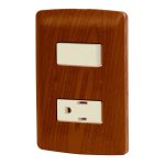 TOMA+INTERRUPTOR SENCILLO COMBINADO C/MADERA VOLTECK