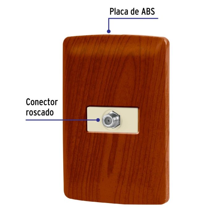 PLACA DE EMPOTRAR PARA TV (COAXIAL) C/MADERA VOLTECK - Imagen 2