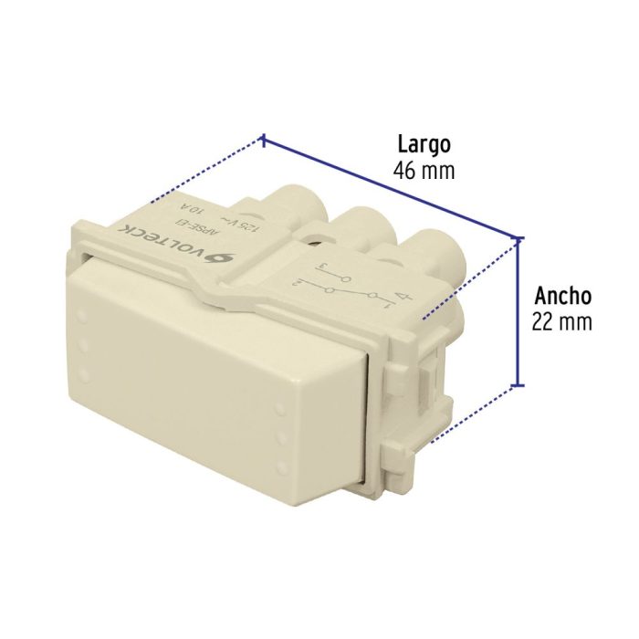 INTERRUPTOR DE 3 VIAS LINEA ITALIANA MARFIL VOLTECK - Imagen 4