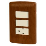 TOMA + DOS INTERRUPTOR SENCILLO COMBINADO C/MADERA VOLTECK