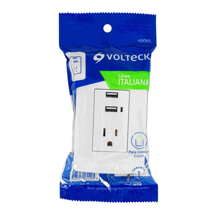 TOMACORRINETE BLANCO CON USB ITALIANA VOLTECK - Imagen 5
