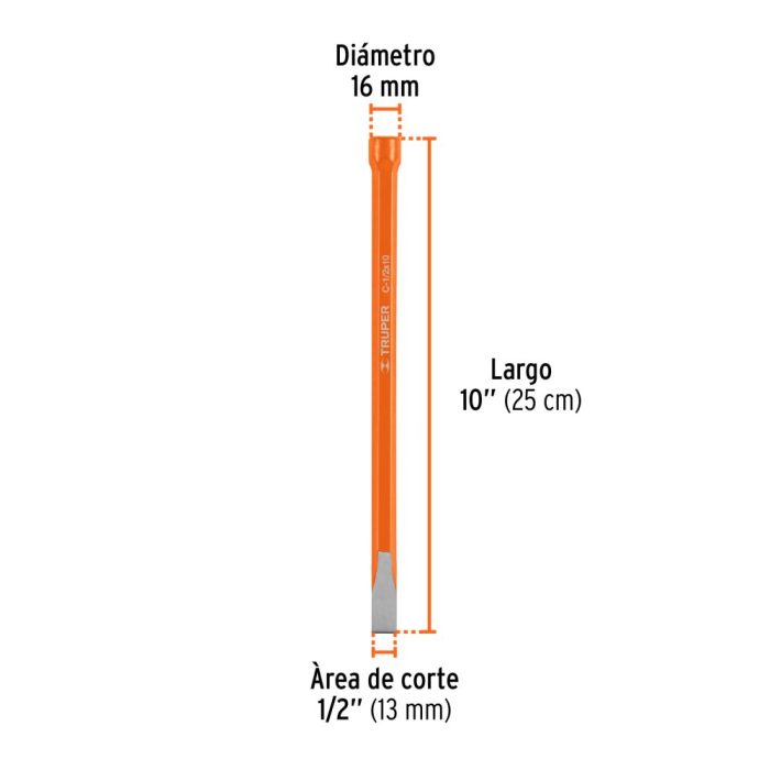 CINCEL DE CORTE FRÍO DE 1/2" X 10" TRUPER - Imagen 3