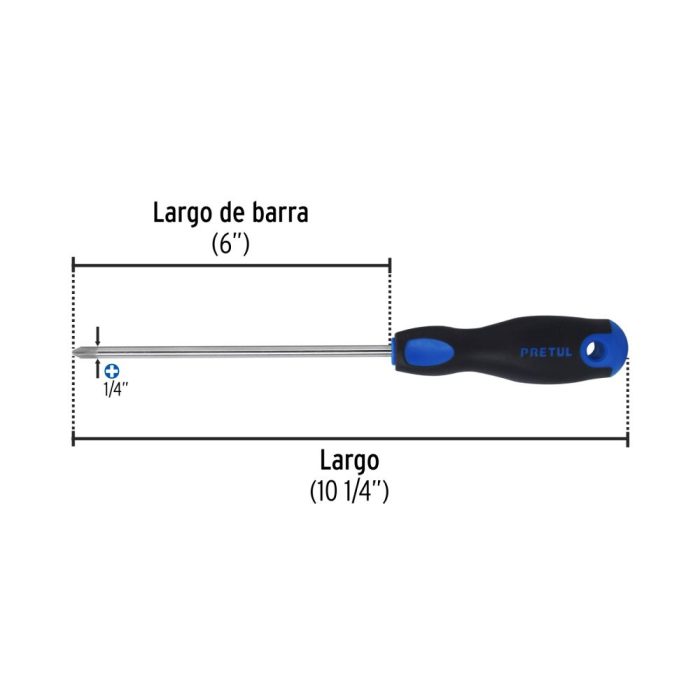 DESARMADOR DE CRUZ 1/4 X 6" MANGO COMFORT GRIP PRETUL - Imagen 3