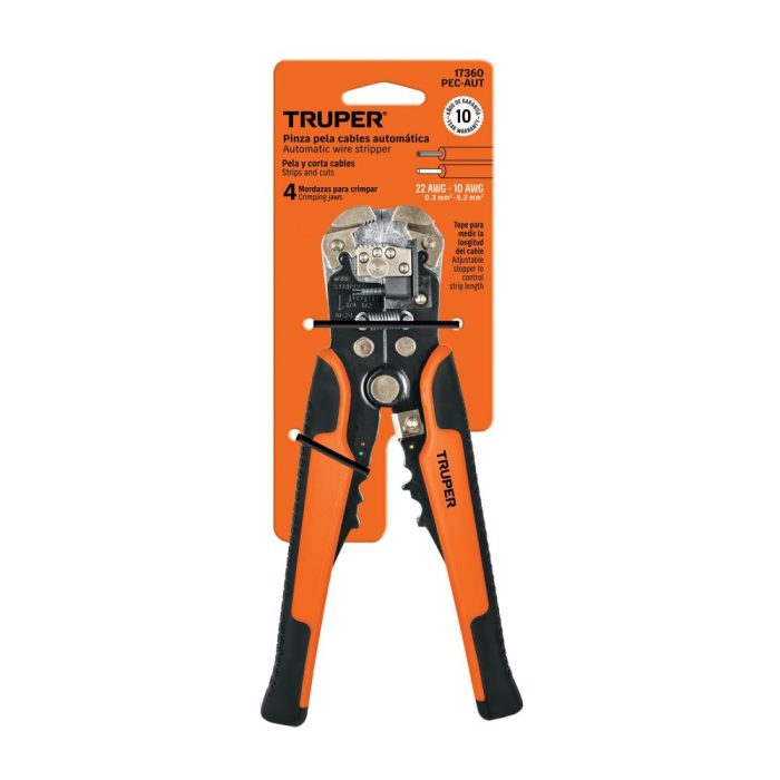 PINZA 8" PELA CABLES AUTOMÁTICA, 22 A 10 AWG, TRUPER - Imagen 3